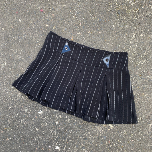Artigli Y2K Deadstock Black Striped Mini Skirt - M
