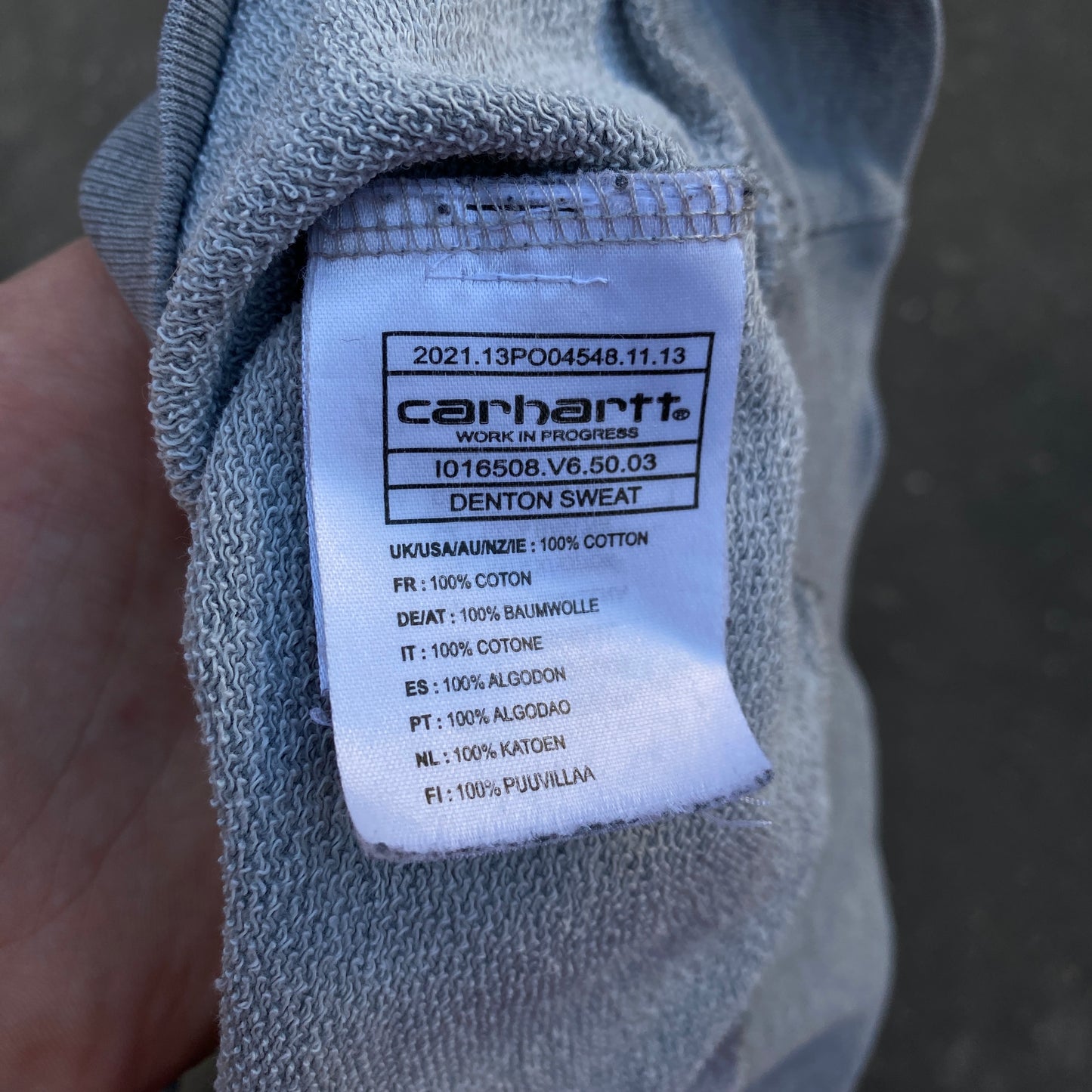 Carhartt denton sweat grey logo longsleeve - L