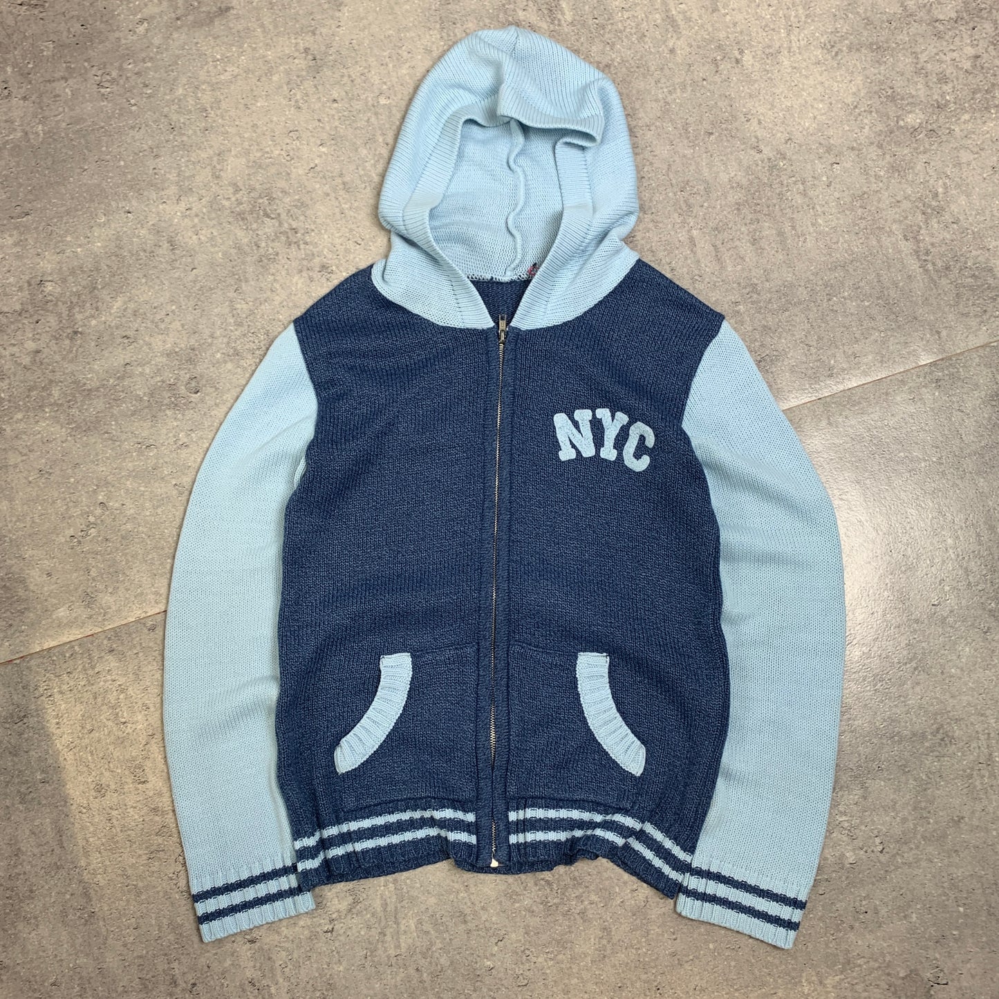 NYC College Blue slim zip up hoodie - M