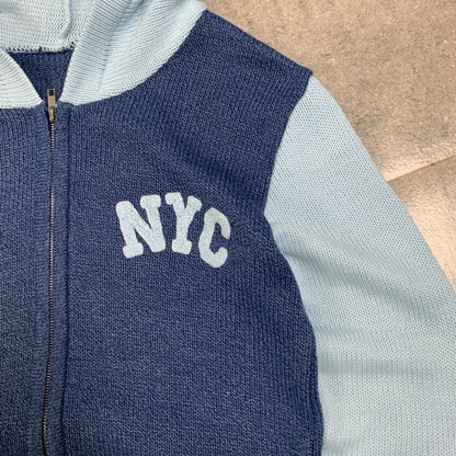 NYC College Blue slim zip up hoodie - M