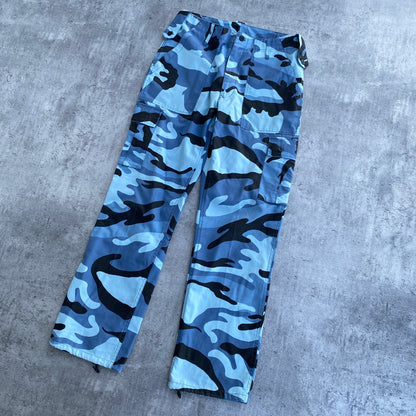 Cargo camo military blue baggy pants - 34