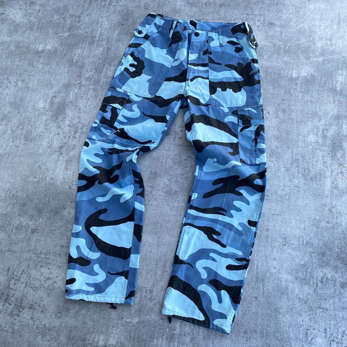 Cargo camo military blue baggy pants - 34