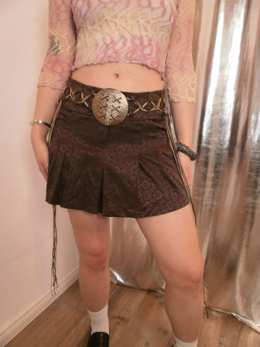 Nana Baila Paris deadstock chunky belt brown skirt - S