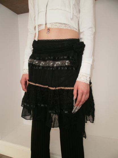 Rinascimento y2k vinatge chiffon black skirt - XS/S